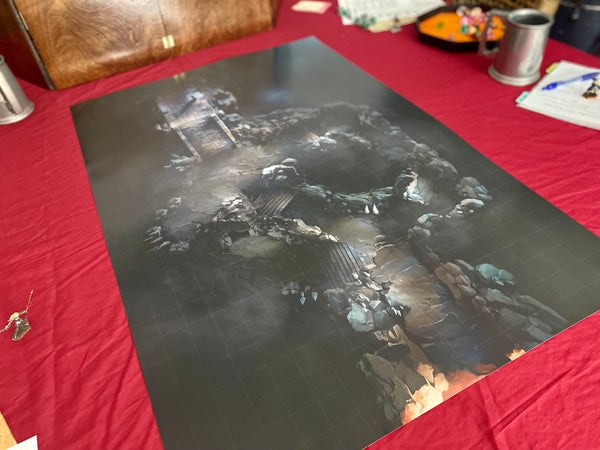 D&D Combat Map Dungeon Staircase Physical Battlemap 24x36 Gridded Poster